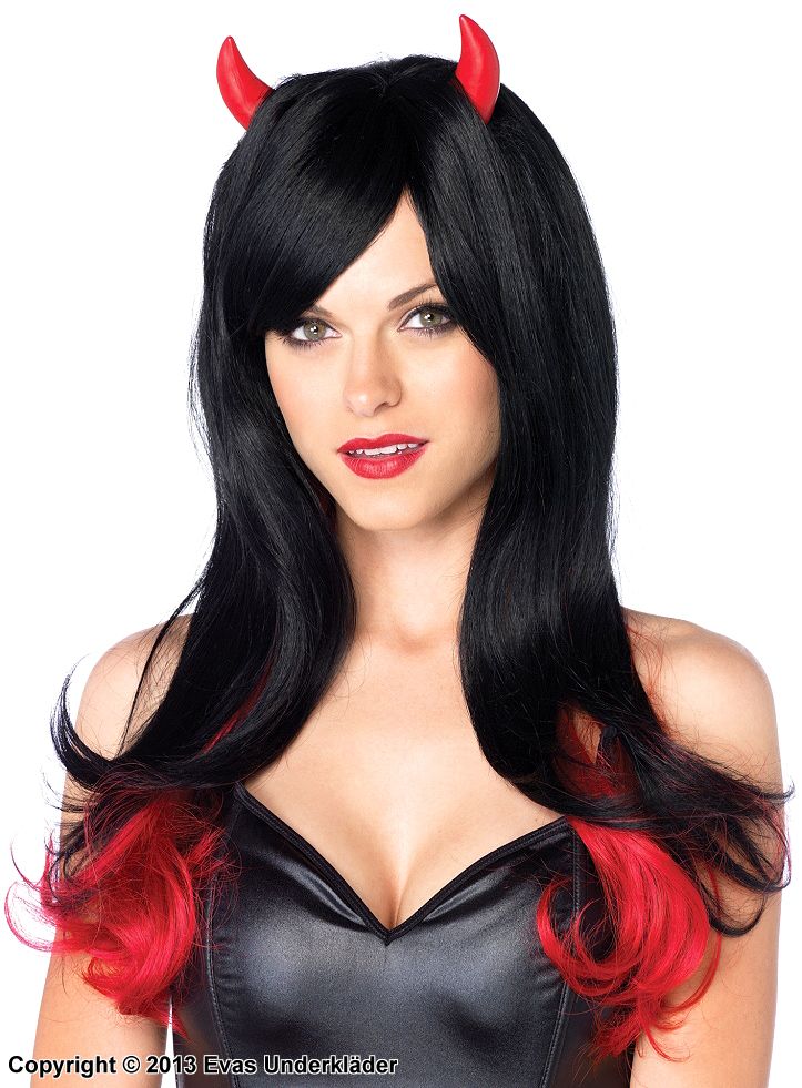 Long devil wig with horns